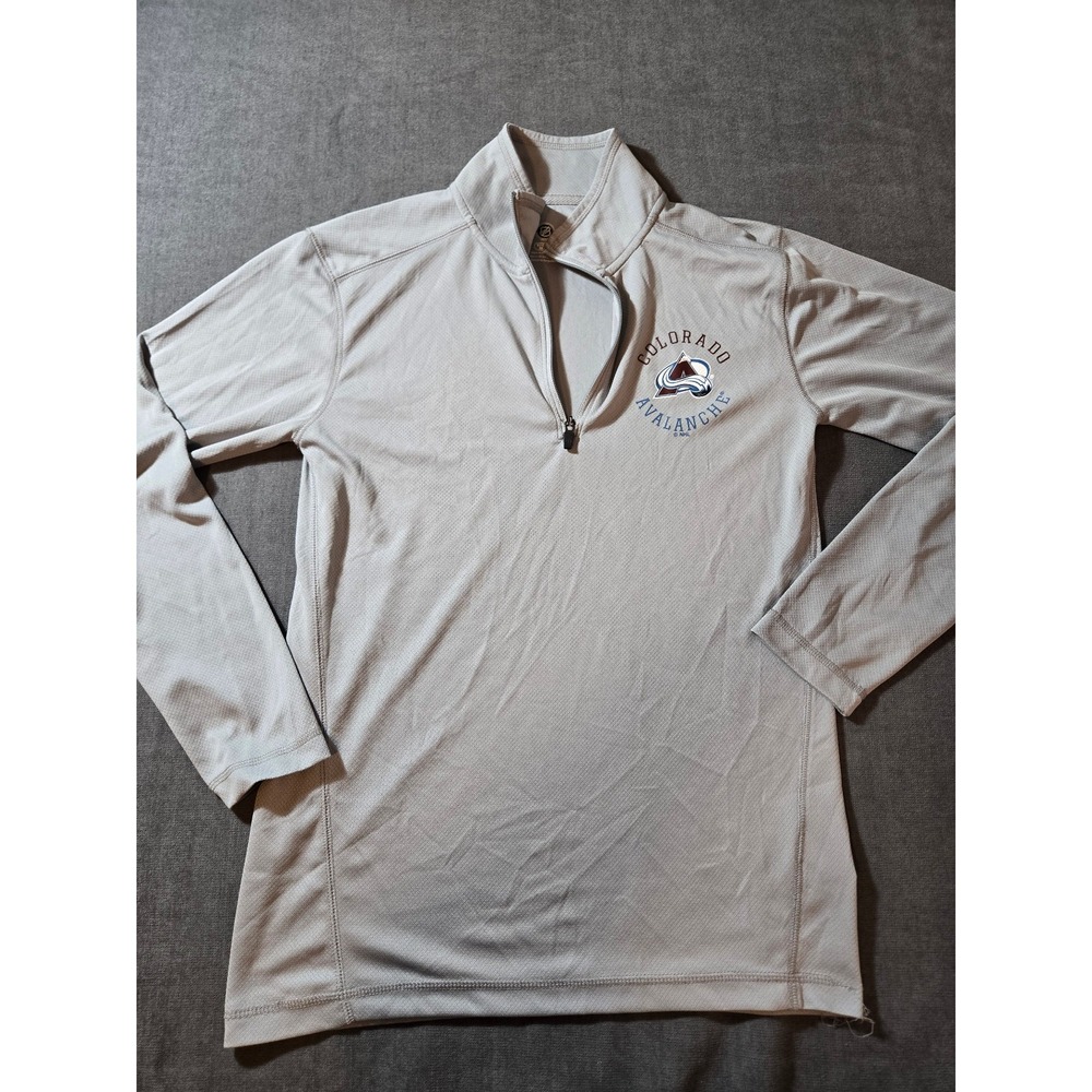 Colorado Avalance 1/4 Zip Mens Small Performance Pullover Logo Gray Hockey